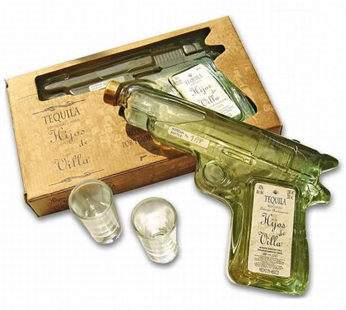 Hijos de Villa Reposado Tequila bouteille-pistolet 0,2L (40%) (avec 2  verres à shot) - Hijos de Villa - Tequila